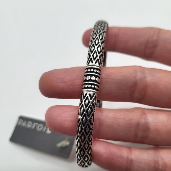 Parfois Zinc Stretch Bracelet Black Silver Tone Geometric Diamond Shape - Picture 5 of 11